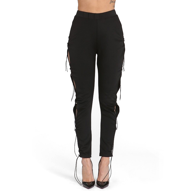 Side Scrunch Cutout Pants - Fashionation1